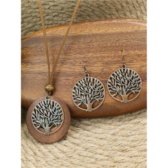 Variété Boutique Jewelry - 3pcs/set Fashion Tree Of Life Decor Jewelry Set For Women For Daily Decoration